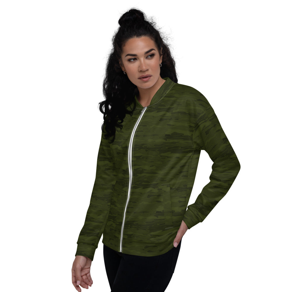 Recycled Unisex Bomber Jacket - Army Camouflage Lava - Women
