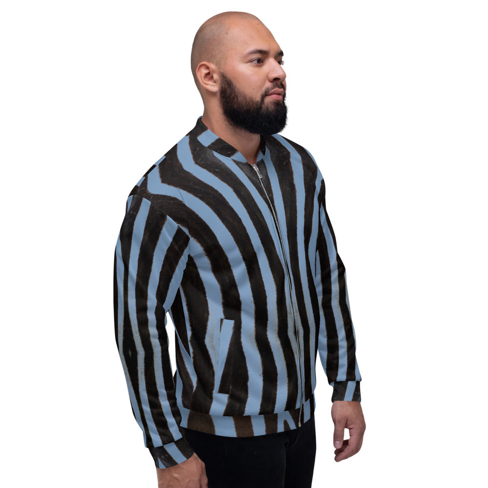 Recycled Unisex Bomber Jacket - Blue Zebra - Men