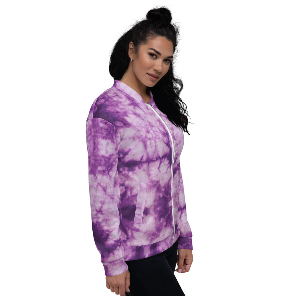 Unisex Bomber Jacket - Purple Tie Dye - Women