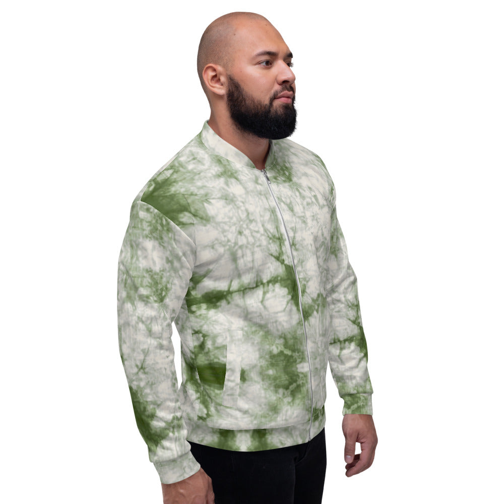 Recycled Unisex Bomber Jacket - Sage Tie Dye - Men