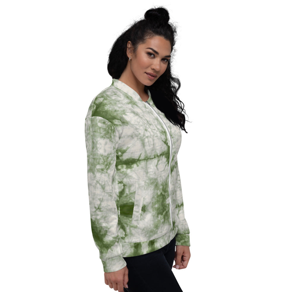 Unisex Bomber Jacket - Sage Tie Dye - Women
