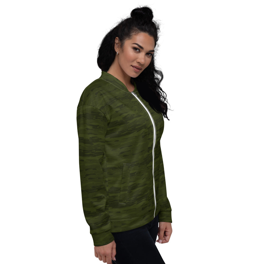 Recycled Unisex Bomber Jacket - Army Camouflage Lava - Women