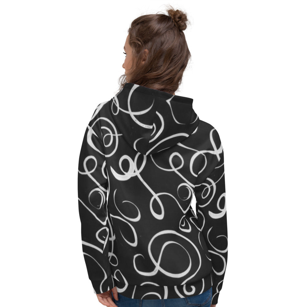 Recycled Unisex Hoodie - B&W Squiggles - Women