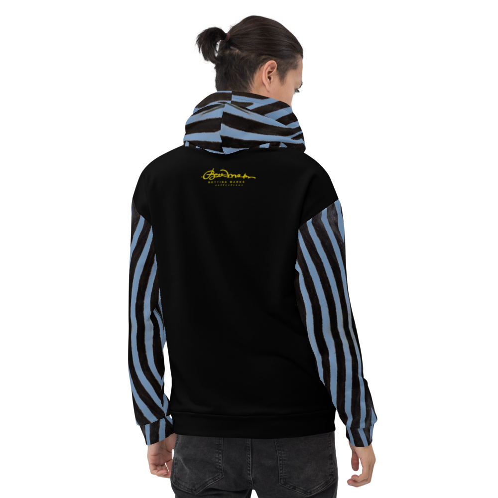 Recycled Unisex Hoodie - Engineered Blue Zebra - Men