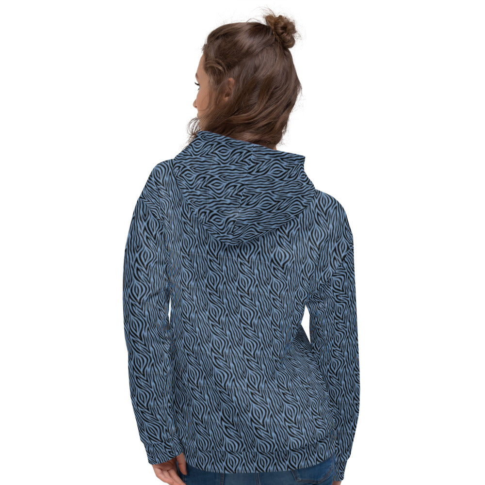 Recycled Unisex Hoodie - Blue Zebra - Women