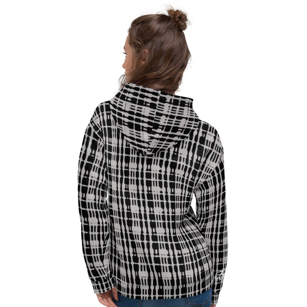 Recycled Unisex Hoodie - Grey Tight Plaid - Women