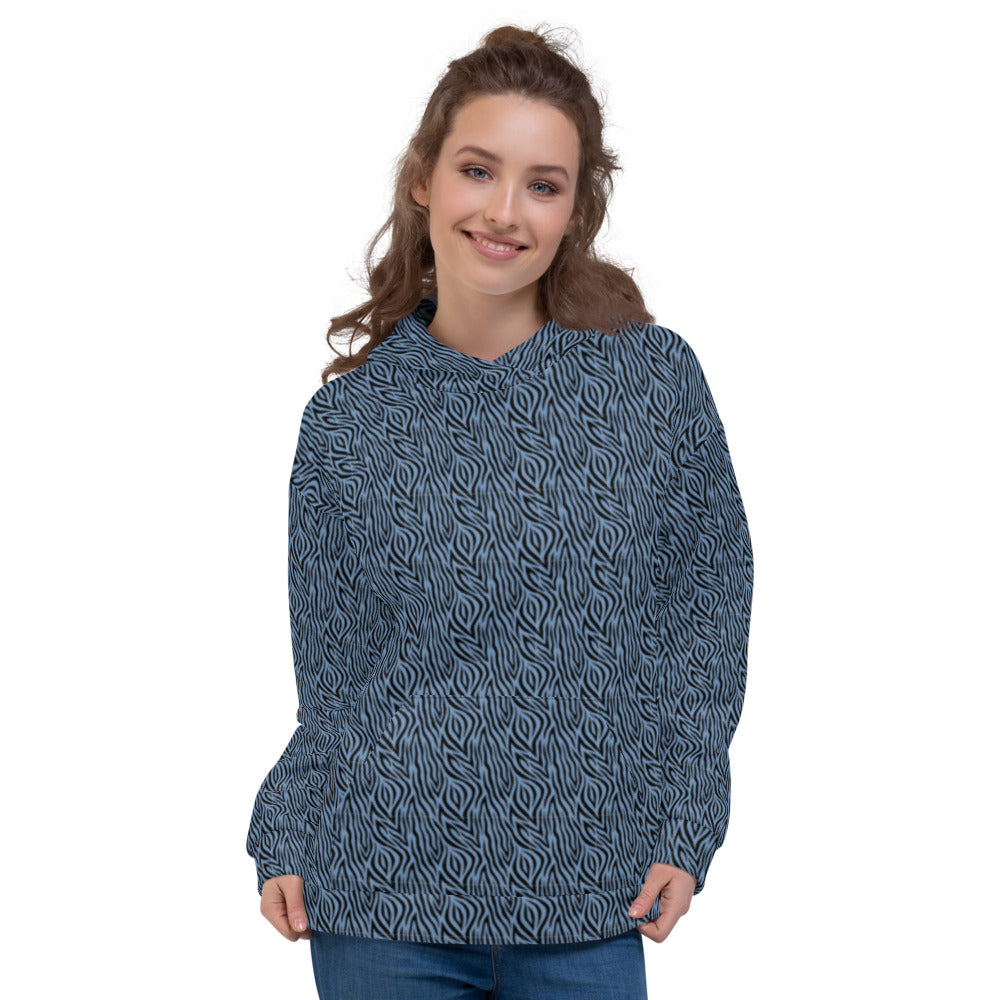Recycled Unisex Hoodie - Blue Zebra - Women