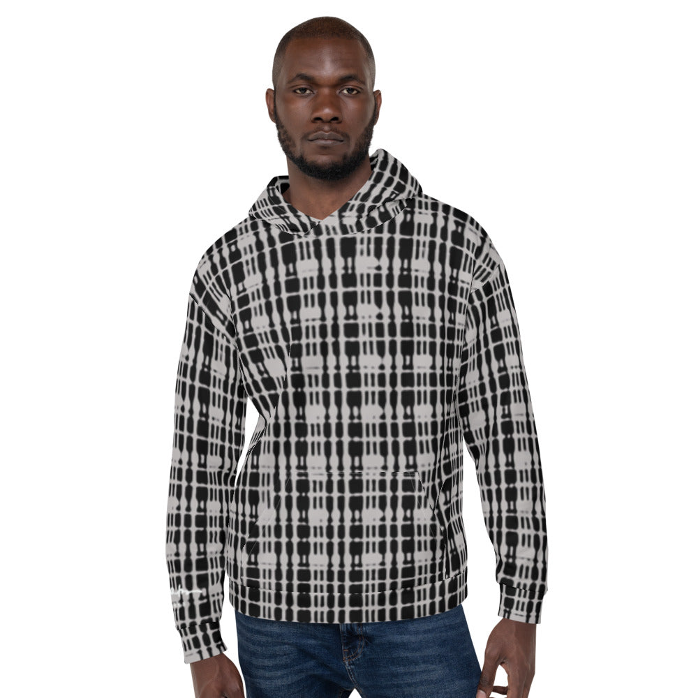 Recycled Unisex Hoodie - Grey Tight Plaid - Men