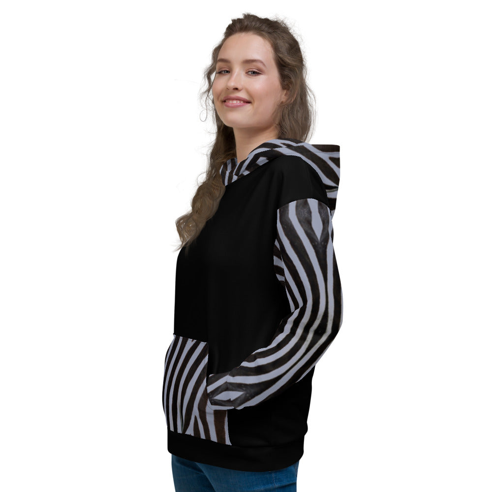 Recycled Unisex Hoodie - Engineered Grey Zebra - Women