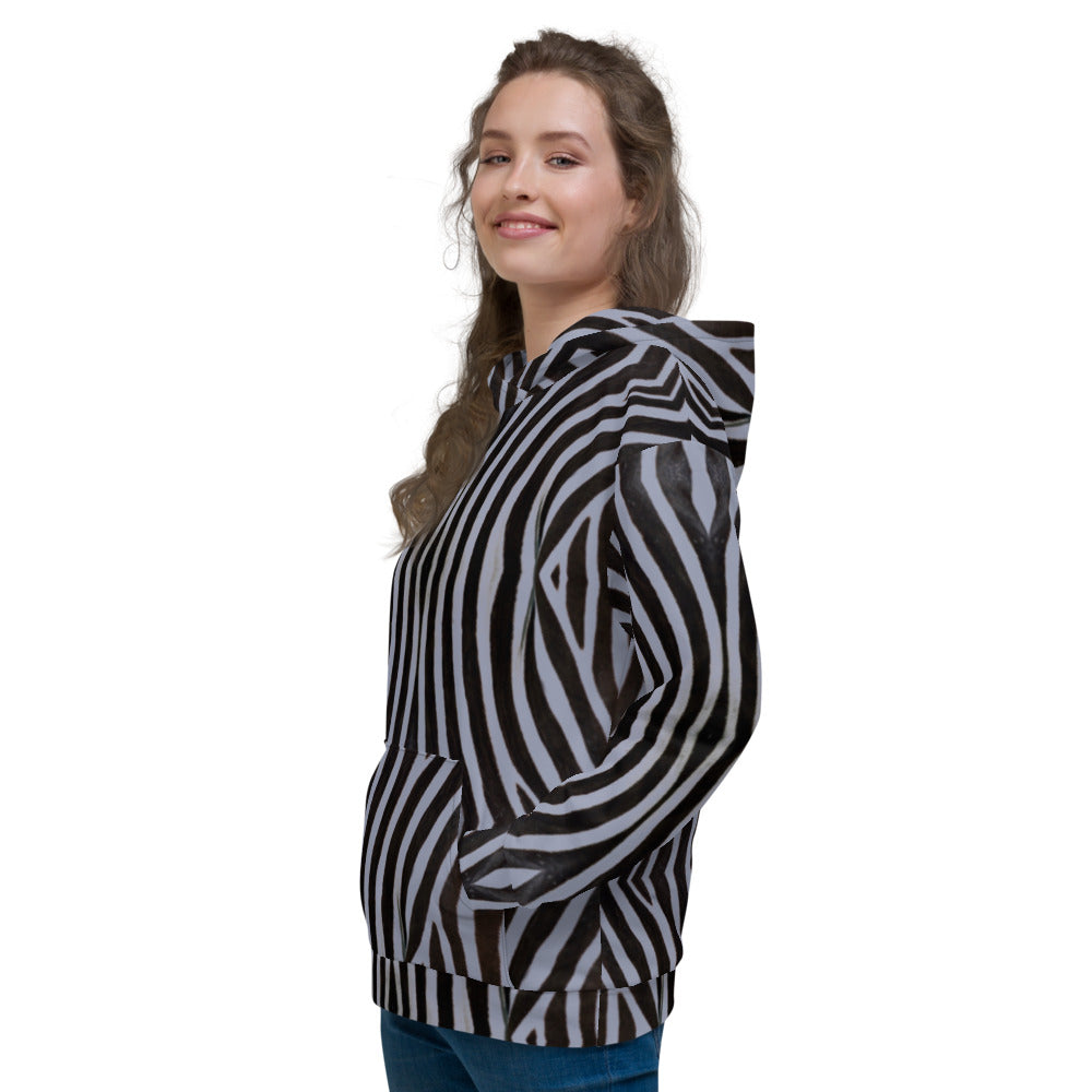 Recycled Unisex Hoodie - Grey Zebra - Women