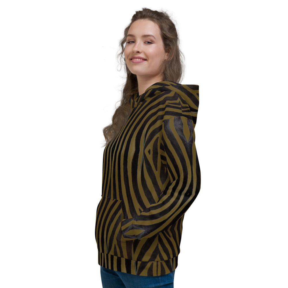 Recycled Unisex Hoodie - Olive Zebra - Women