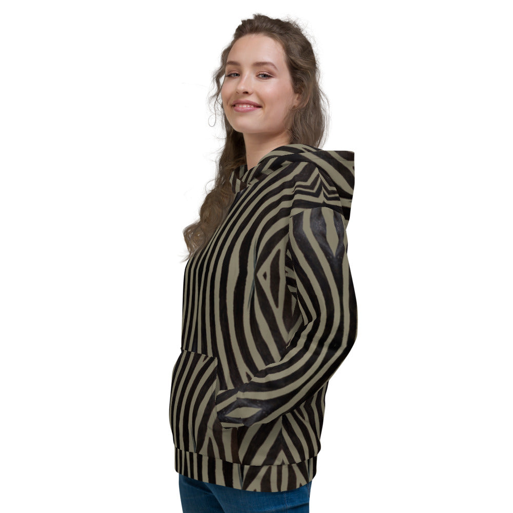 Recycled Unisex Hoodie - Khaki Zebra - Women