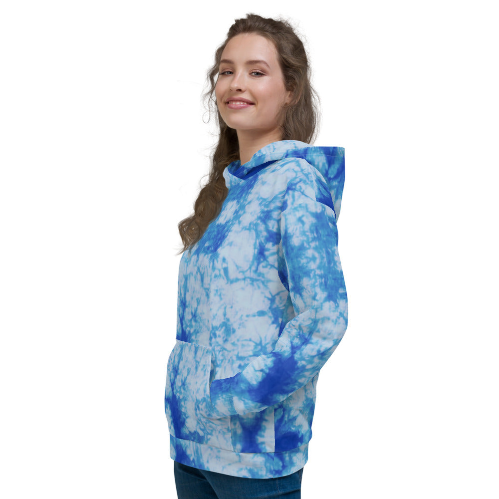 Recycled Unisex Hoodie - Blue Tie Dye - Women