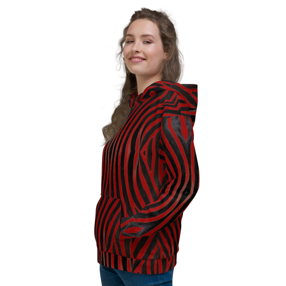 Recycled Unisex Hoodie - Red Zebra - Women
