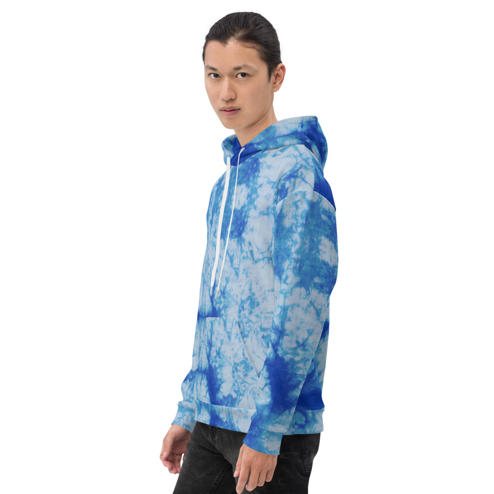Recycled Unisex Hoodie - Blue Tie Dye - Men