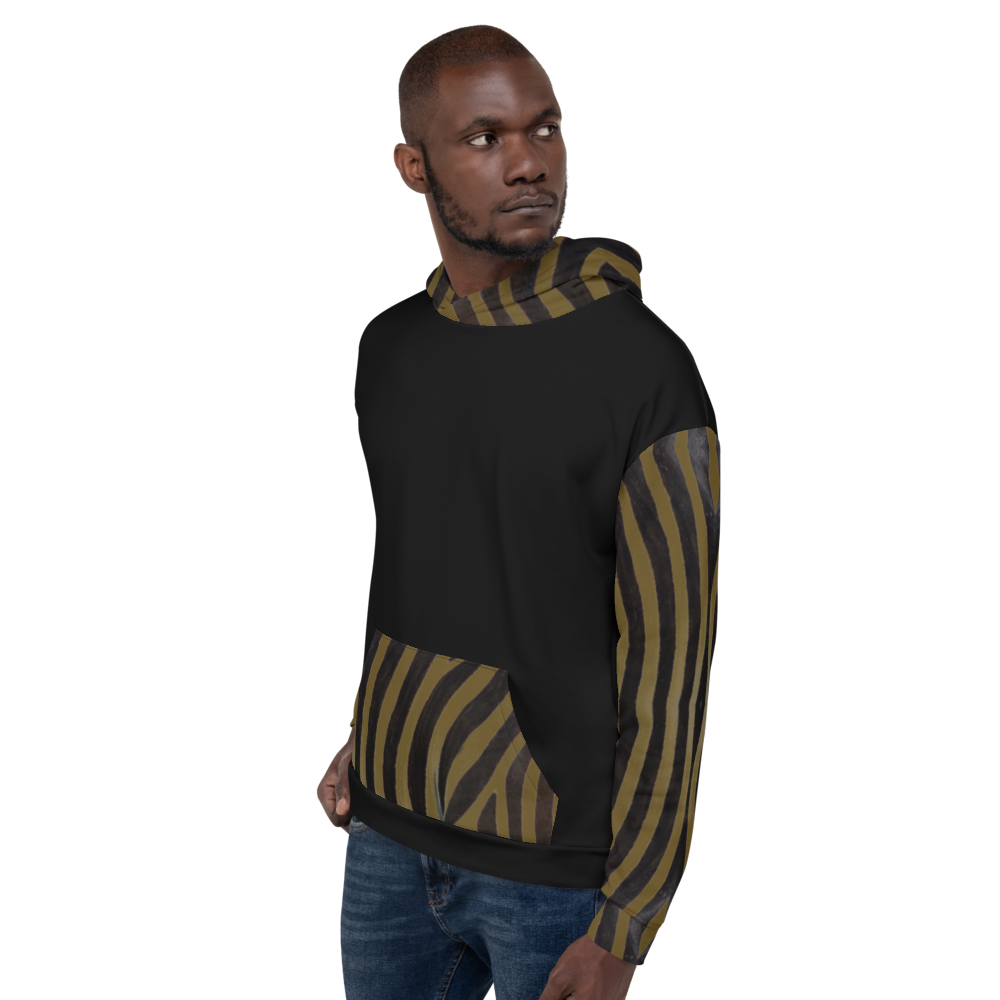 Recycled Unisex Hoodie - Engineered Olive Zebra - Men