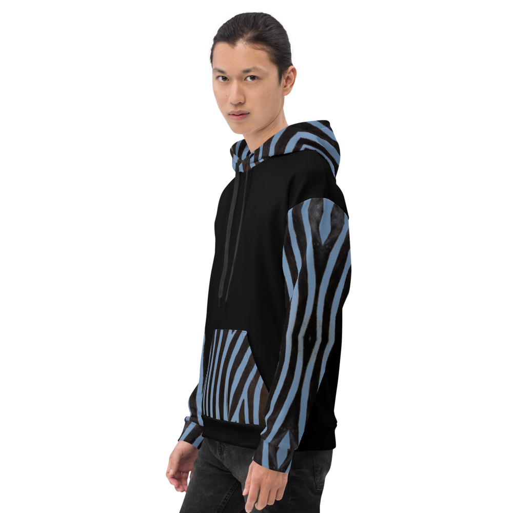 Recycled Unisex Hoodie - Engineered Blue Zebra - Men