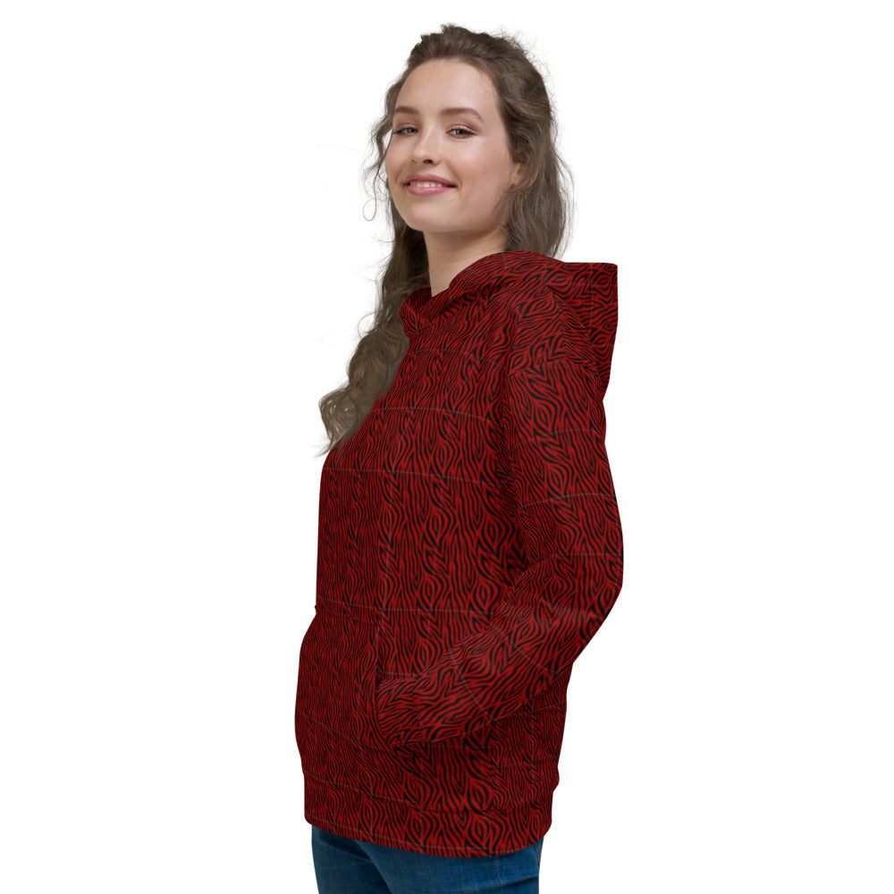 Recycled Unisex Hoodie - Red Zebra - Women
