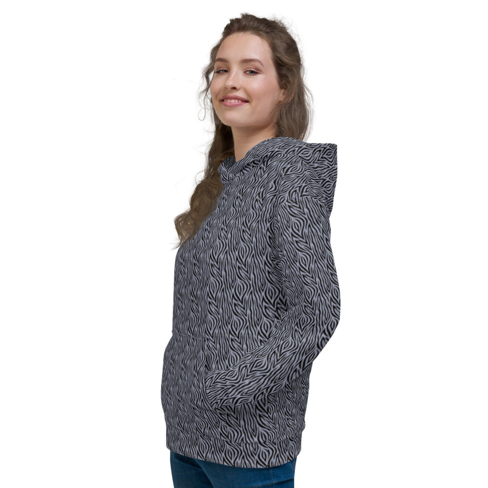 Recycled Unisex Hoodie - Grey Zebra - Women