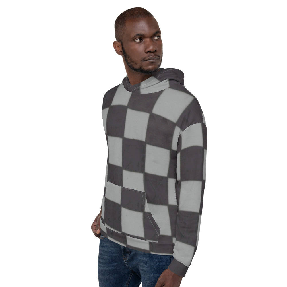Recycled Unisex Hoodie - Grey Checkerboard - Men