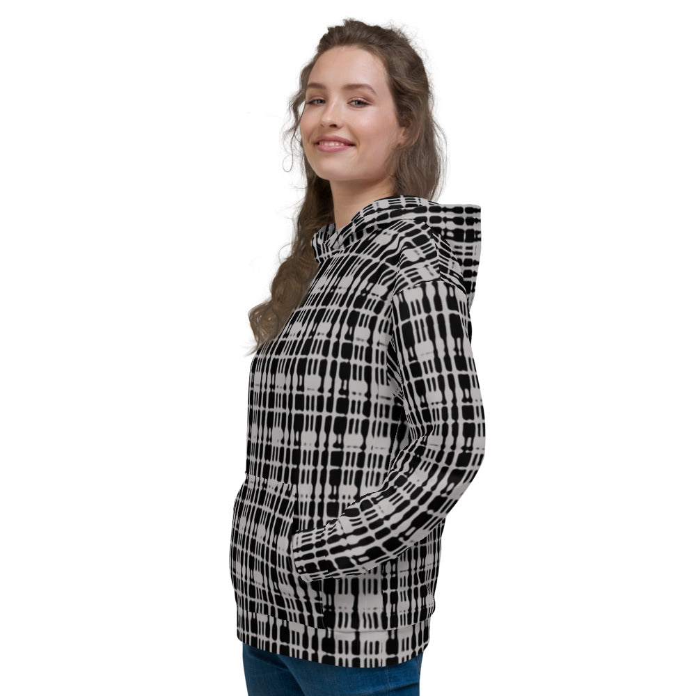 Recycled Unisex Hoodie - Grey Tight Plaid - Women