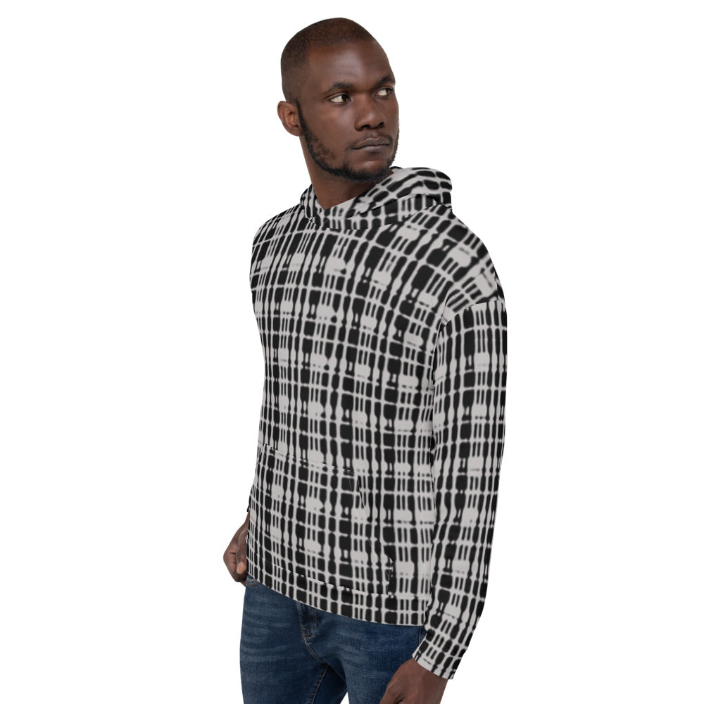 Recycled Unisex Hoodie - Grey Tight Plaid - Men