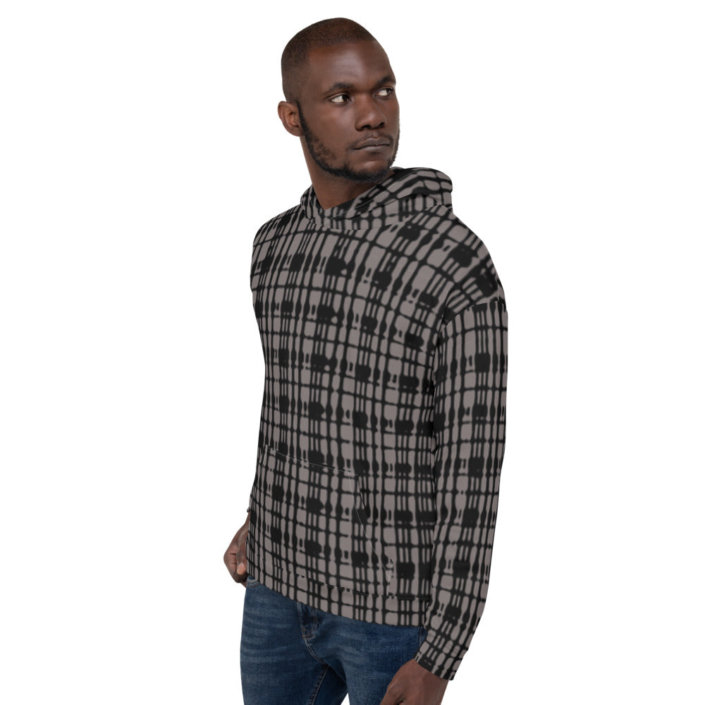Recycled Unisex Hoodie - Black Tight Plaid - Men