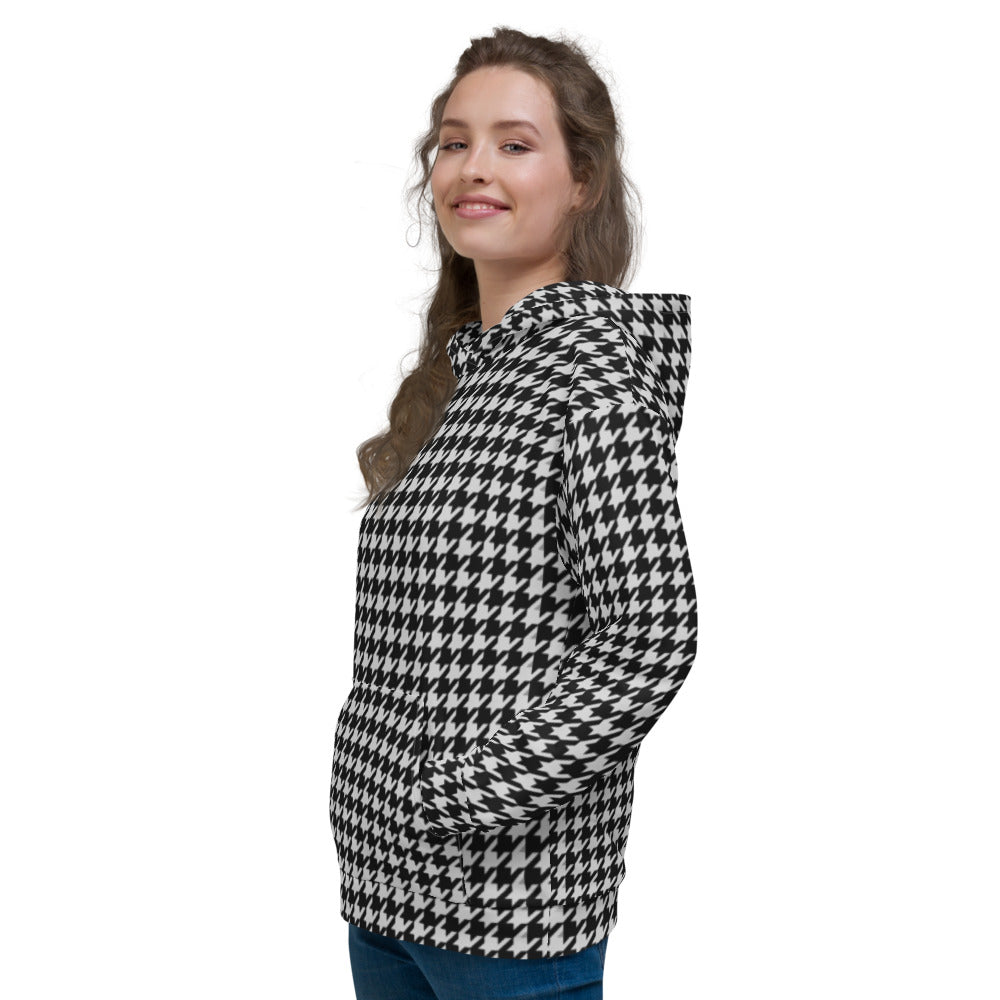 Recycled Unisex Hoodie - BW Houndstooth - Women
