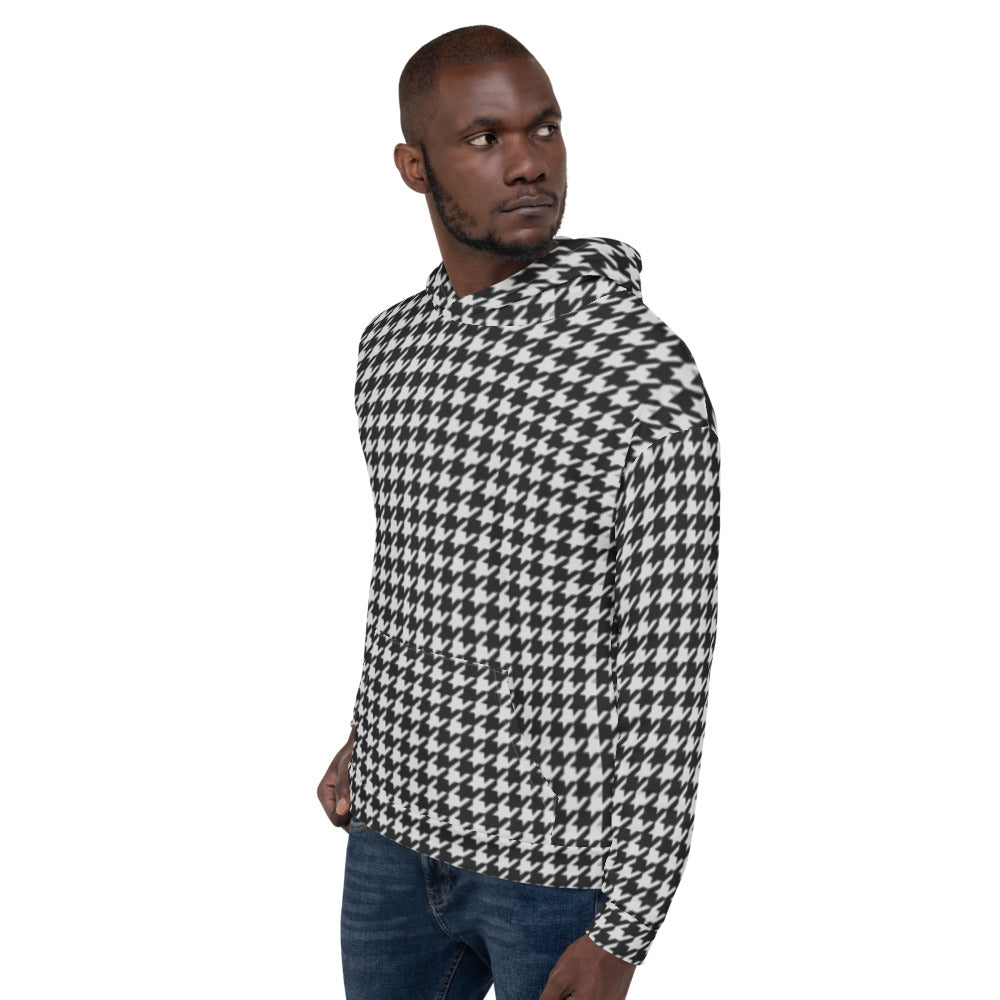 Recycled Unisex Hoodie - B&W Houndstooth - Men
