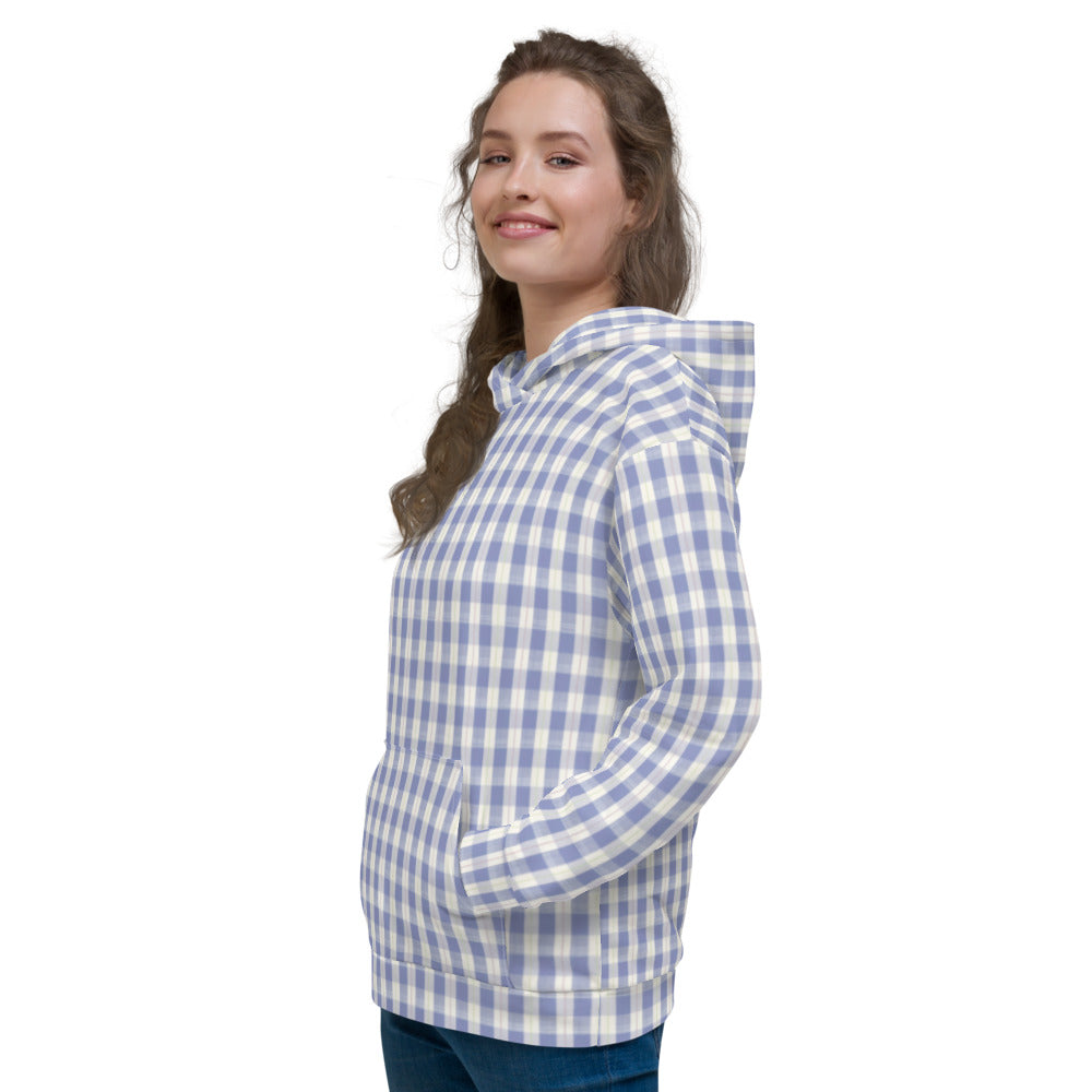 Recycled Unisex Hoodie - Navy Plaid - Women