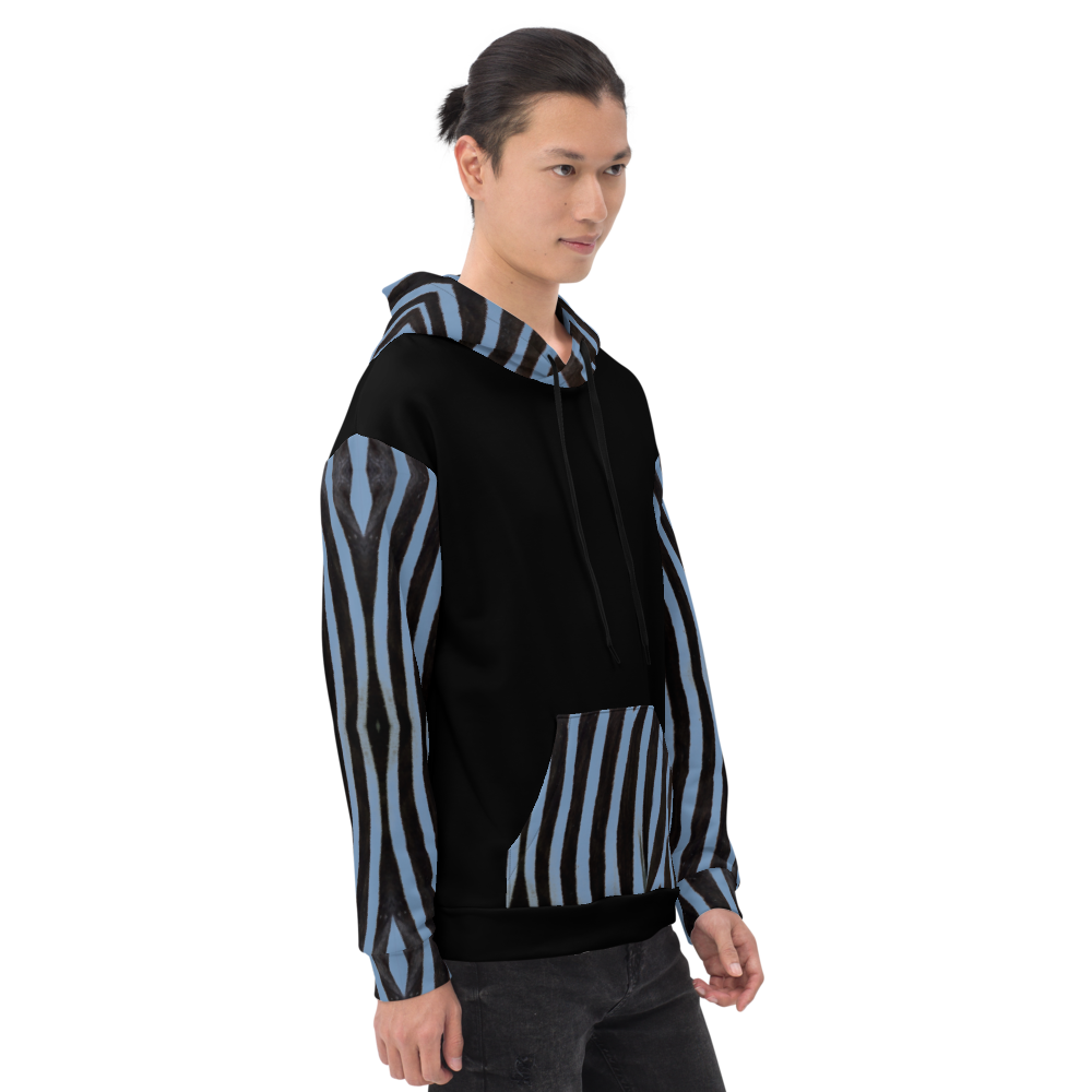 Recycled Unisex Hoodie - Engineered Blue Zebra - Men