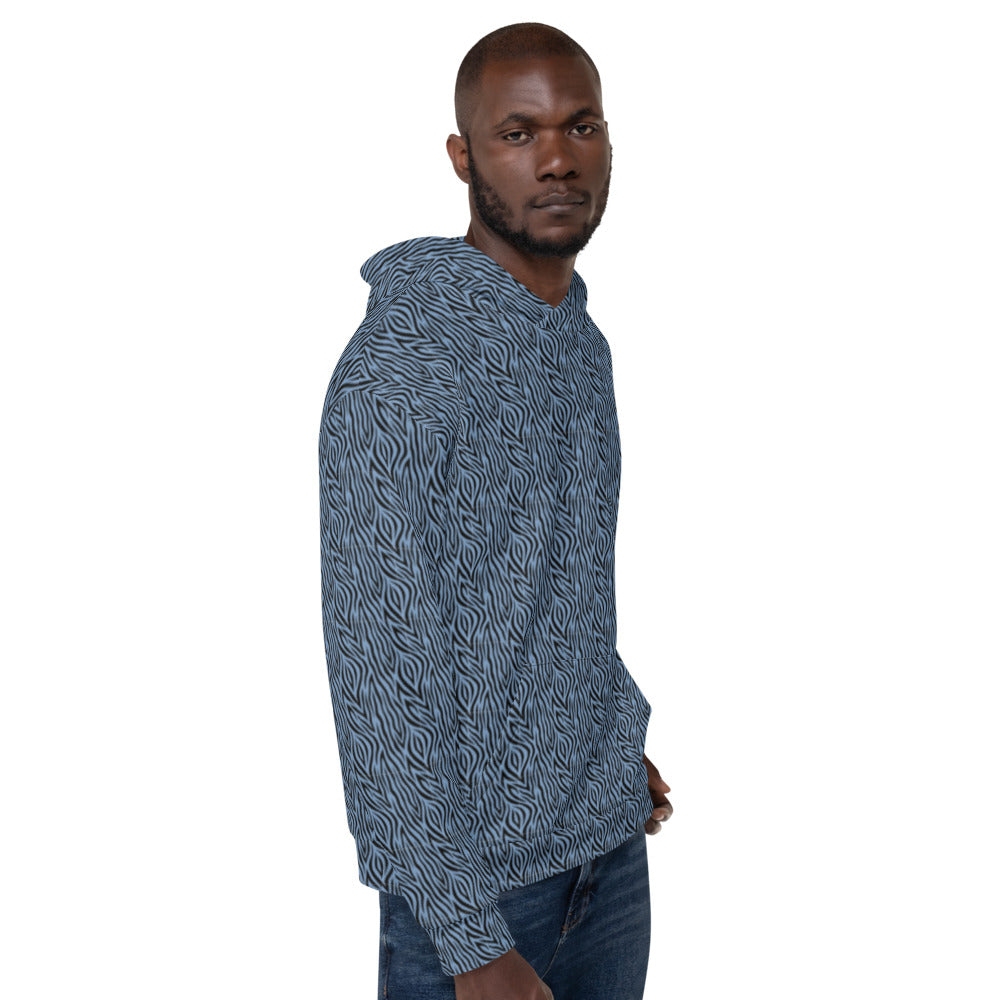 Recycled Unisex Hoodie - Blue Zebra - Men