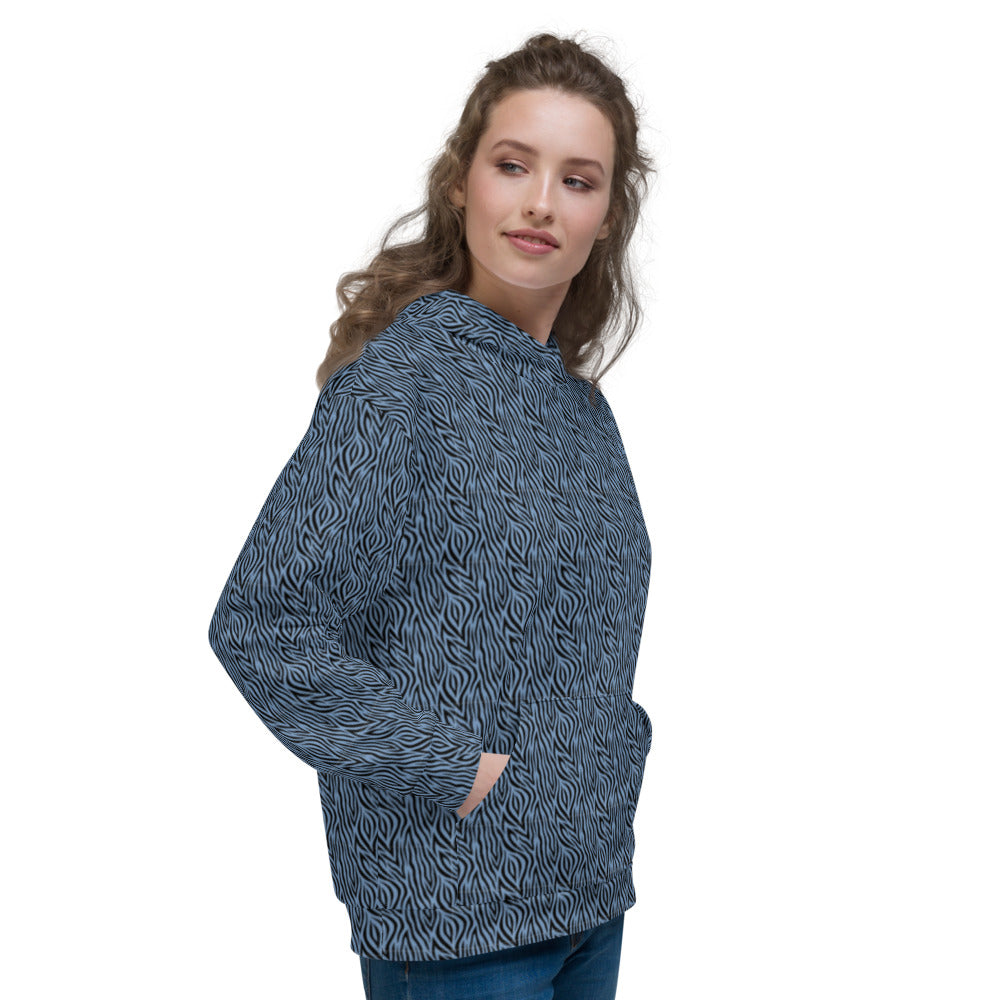 Recycled Unisex Hoodie - Blue Zebra - Women