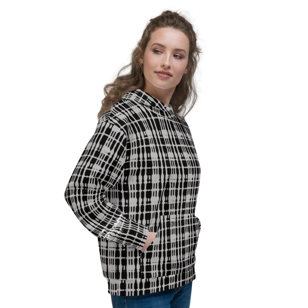 Recycled Unisex Hoodie - Grey Tight Plaid - Women