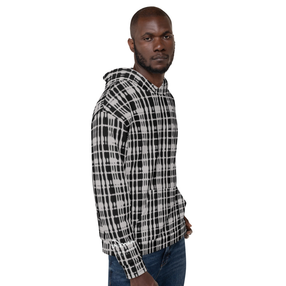 Recycled Unisex Hoodie - Grey Tight Plaid - Men