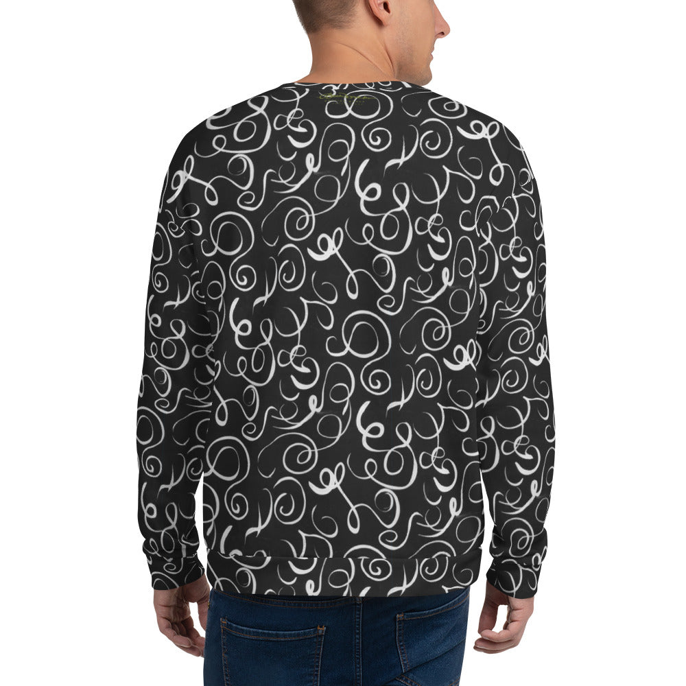 Recycled Unisex Sweatshirt - B&W Squiggles - Men
