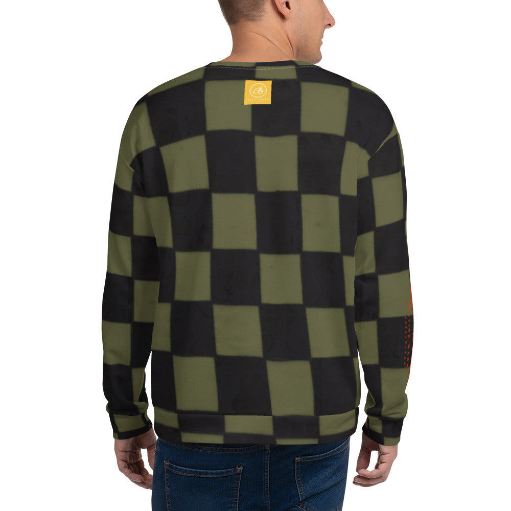 Recycled Unisex Sweatshirt - Khaki Checkerboard - Men