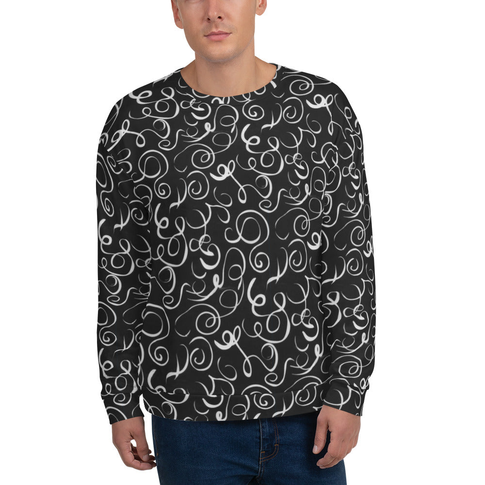 Recycled Unisex Sweatshirt - B&W Squiggles - Men