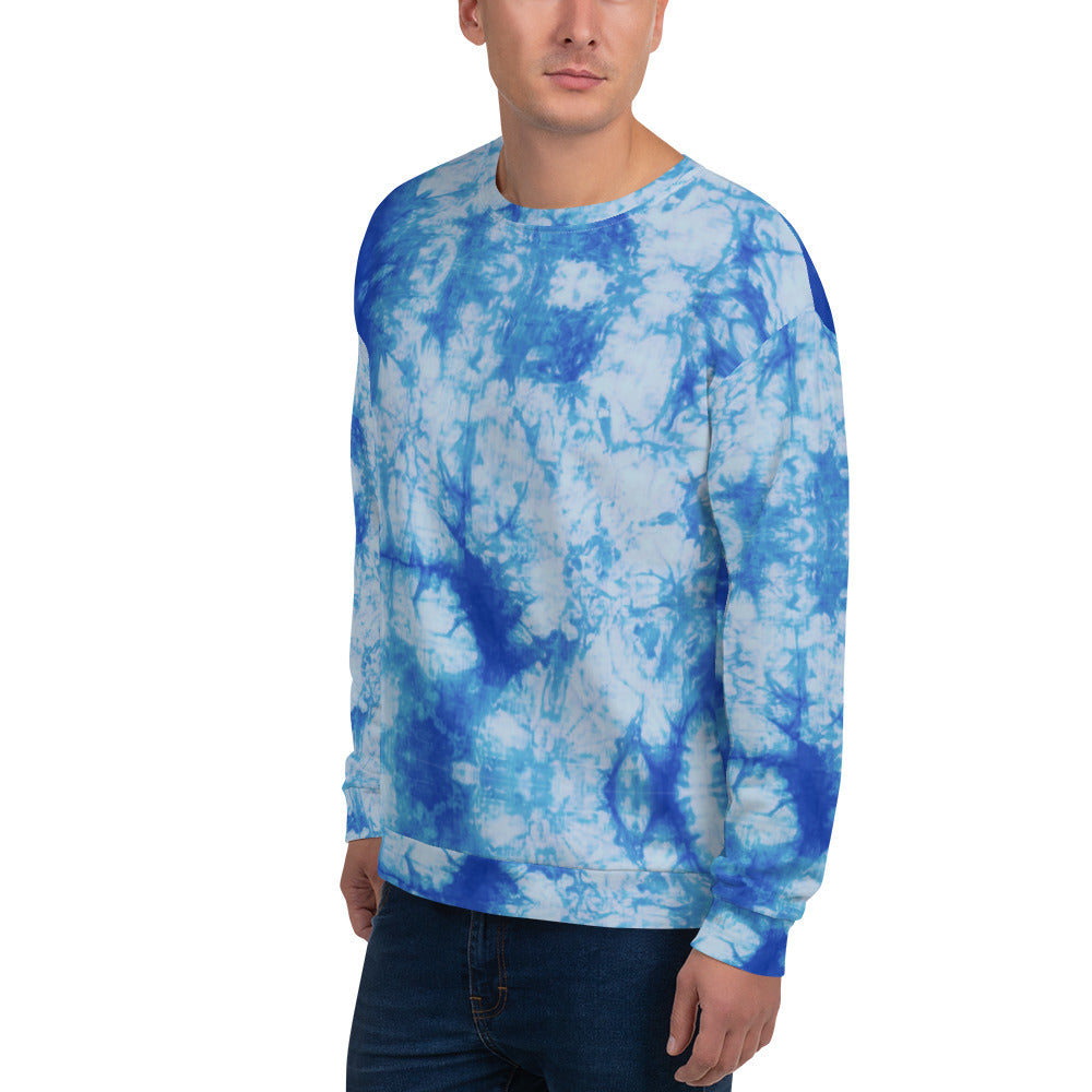 Recycled Unisex Sweatshirt - Blue Tie Dye - Men