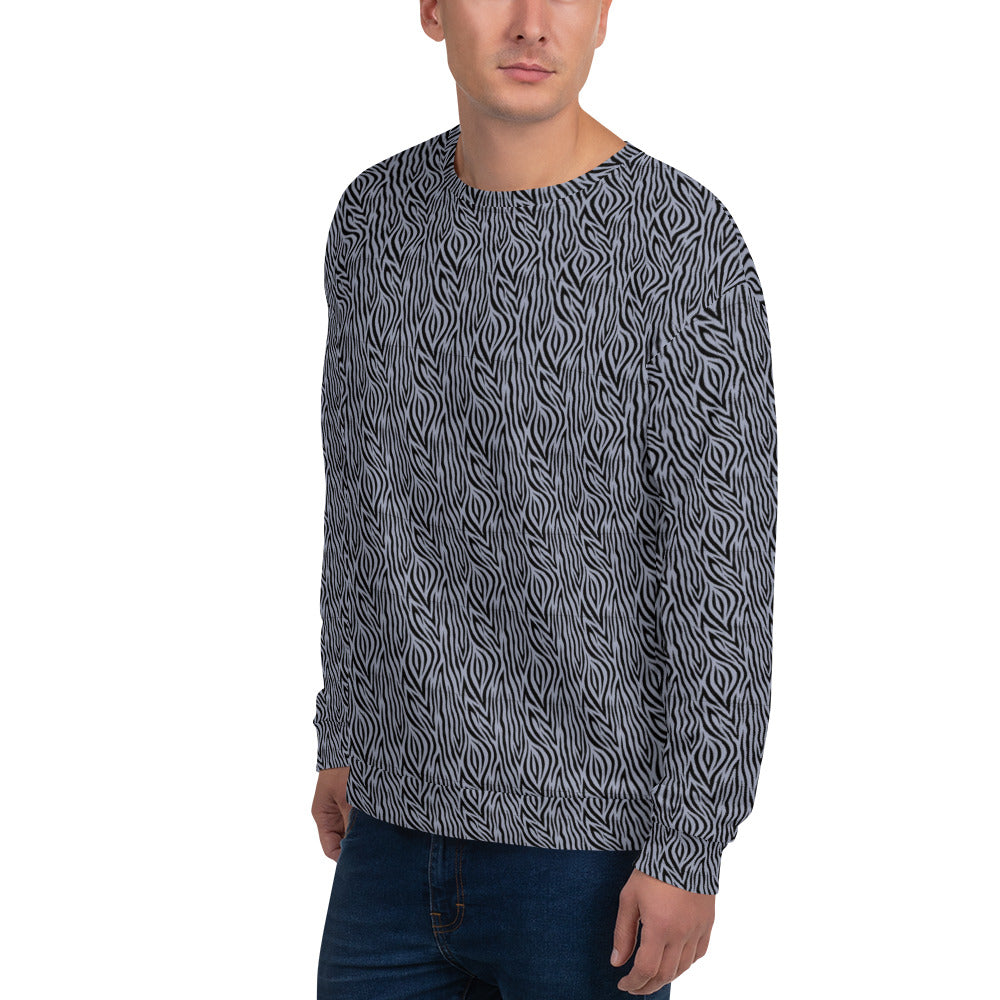 Recycled Unisex Sweatshirt - Grey Zebra - Men