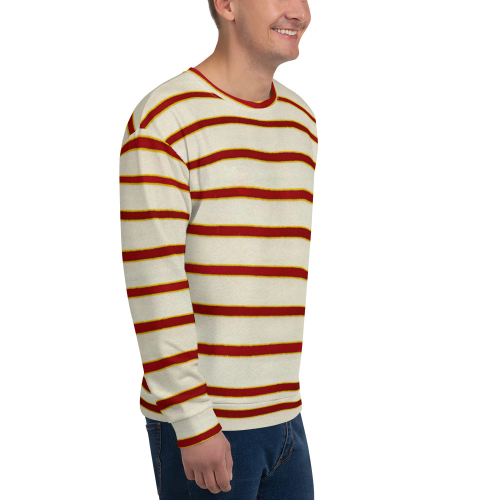 Recycled Unisex Sweatshirt - Red White Stripe - Men
