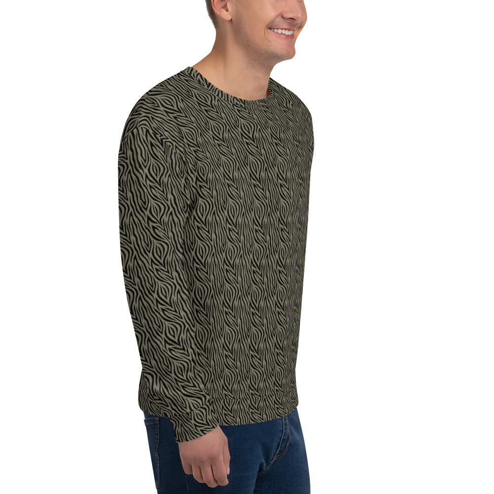 Recycled Unisex Sweatshirt - Khaki Zebra - Men