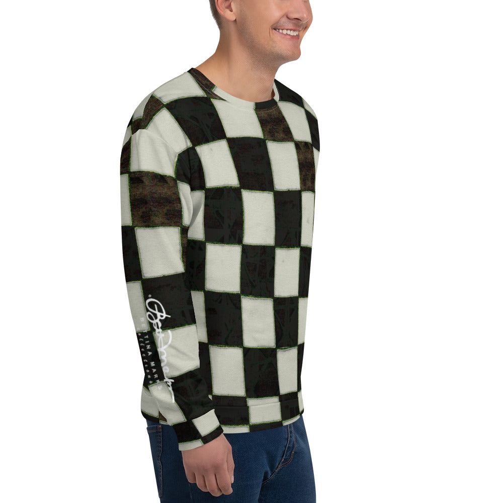 Recycled Unisex Sweatshirt - BW Checkerboard - Men