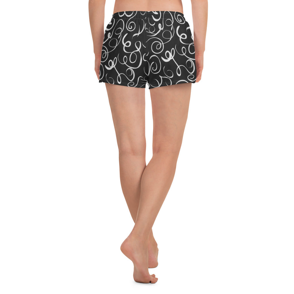 Women's B&W Squiggles Athletic Shorts