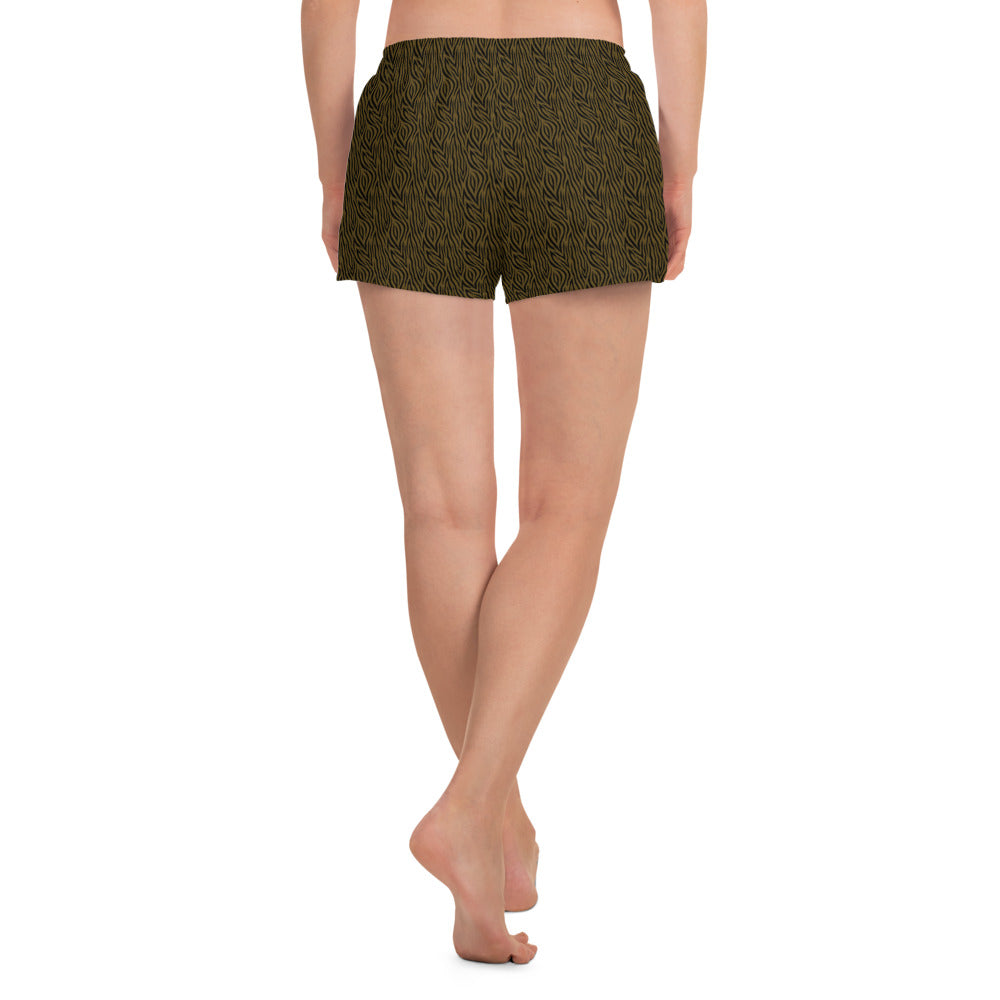 Women's Olive Zebra Athletic Shorts