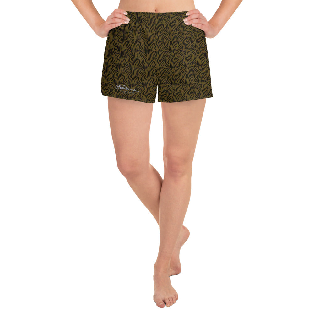 Women's Olive Zebra Athletic Shorts