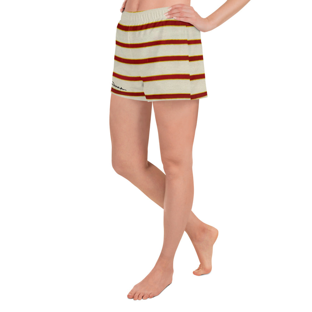 Women's Red White Stripe Athletic Shorts