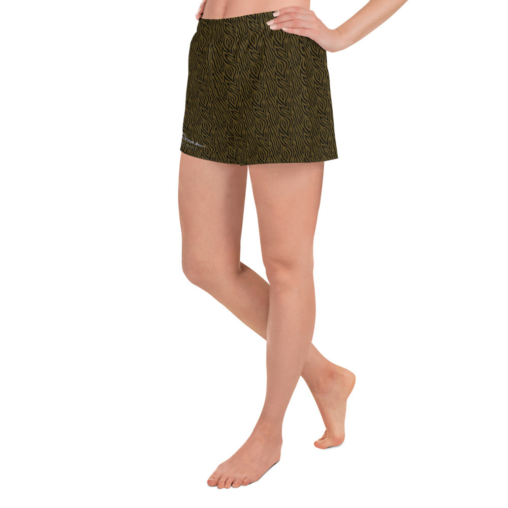 Women's Olive Zebra Athletic Shorts