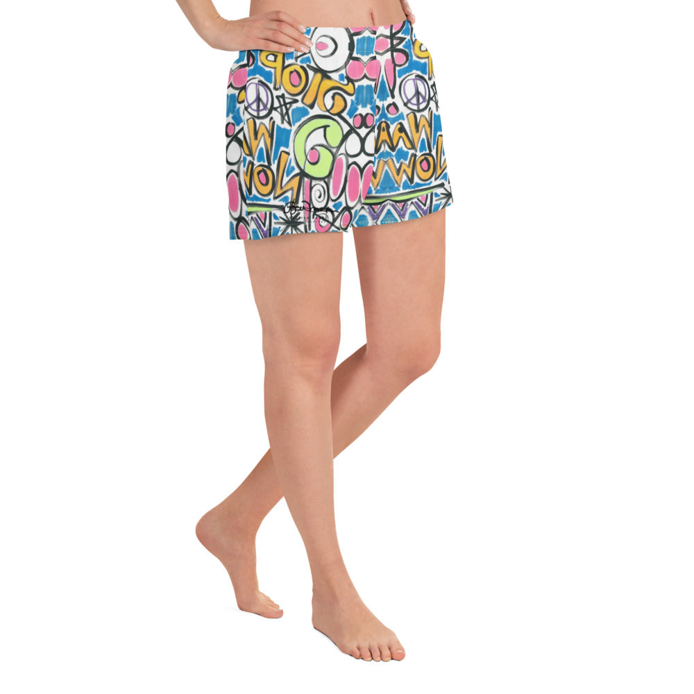 Women's Stop War Now Graffiti Athletic Shorts