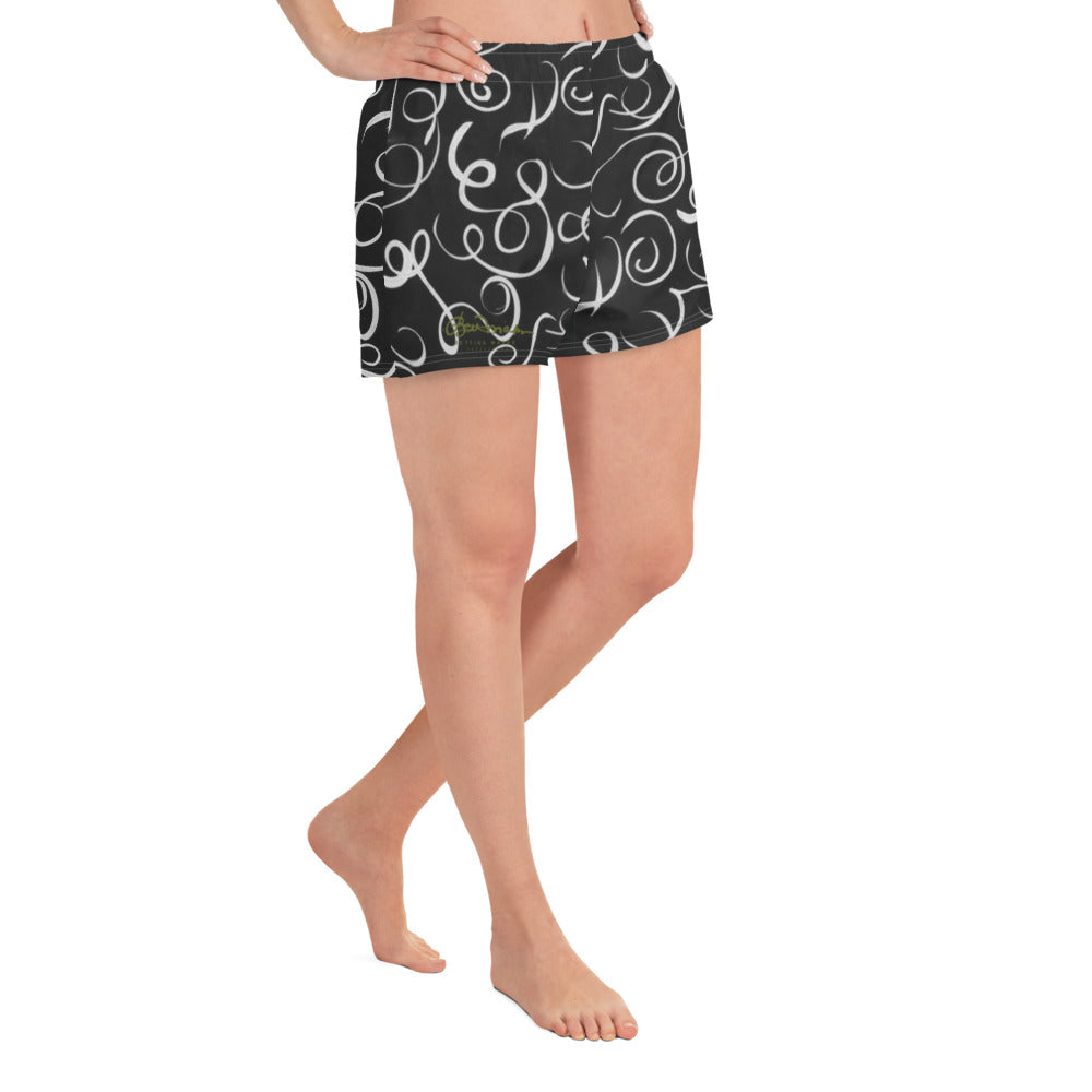 Women's B&W Squiggles Athletic Shorts